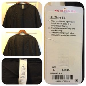 Men’s black lululemon large “On Time” SS t-shirt